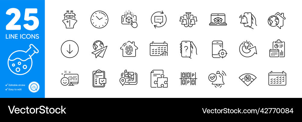 Outline icons set ask question augmented reality Vector Image