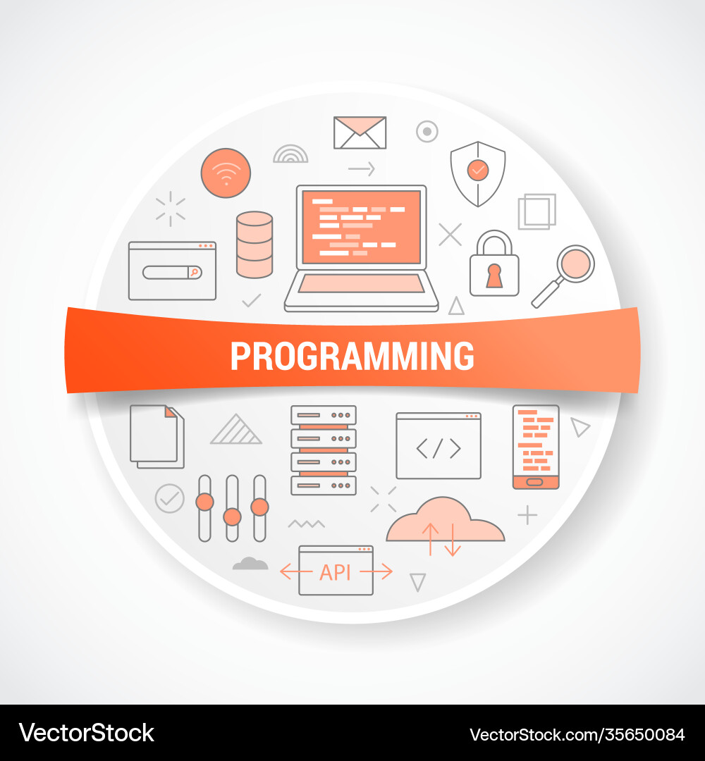 Programming concept with icon round Programming concept with icon round vector image