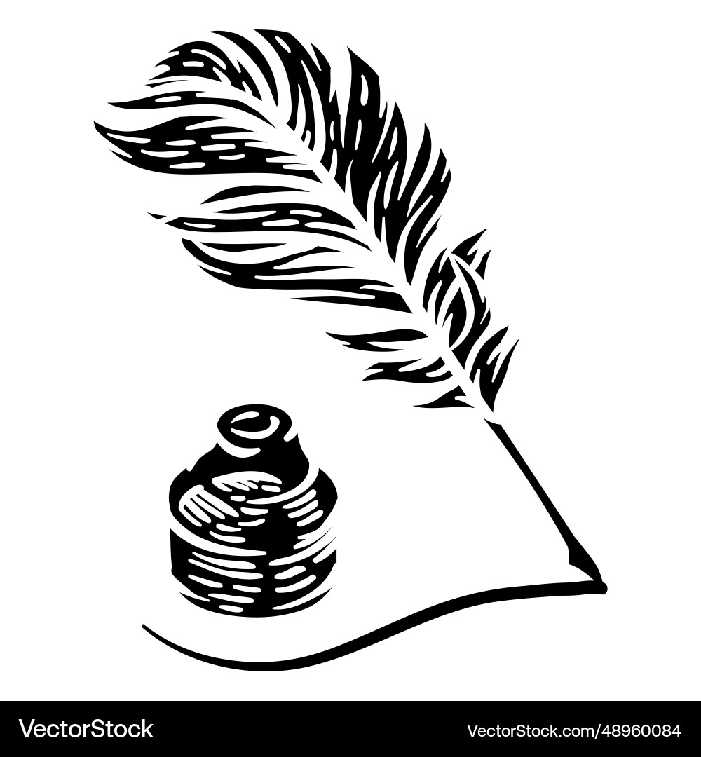 Quill pen and ink cut out – Royalty-Free Vector | VectorStock, image size:1000x1080
