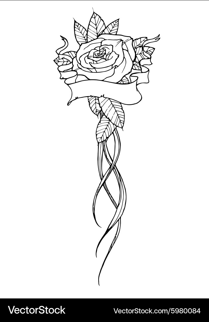 Rose tattoo Royalty Free Vector Image - VectorStock