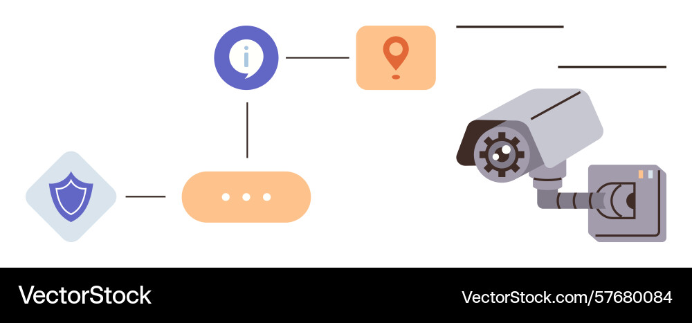 Security camera and digital data flow representing Security camera and digital data flow representing vector image