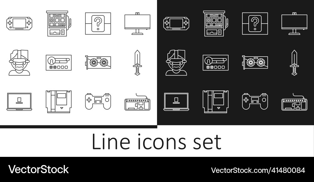 Set line computer keyboard sword for game Set line computer keyboard sword for game vector image