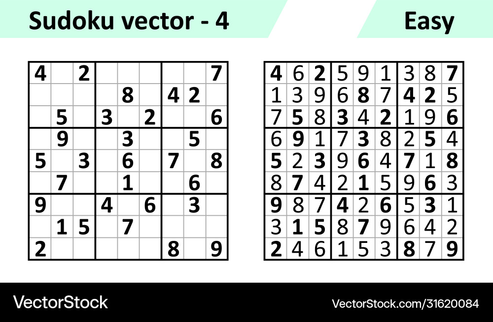 Sudoku game with answers simple design set Vector Image
