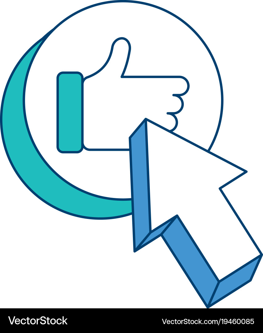 Arrow with like hand button icon vector image