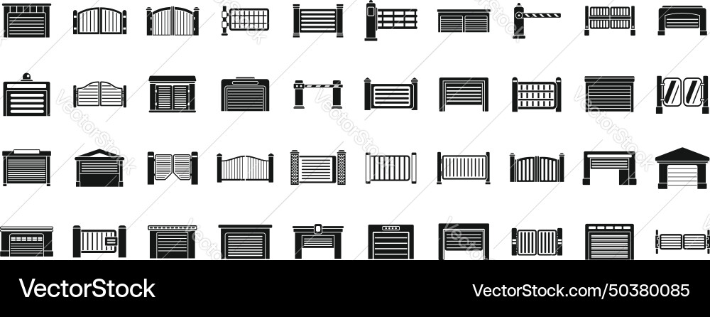 Automatic gates icons set simple security Automatic gates icons set simple security vector image