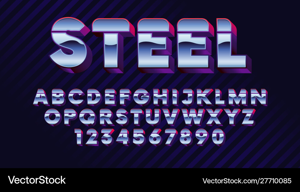 Chrome Synth Font - Retro Futuristic vector image