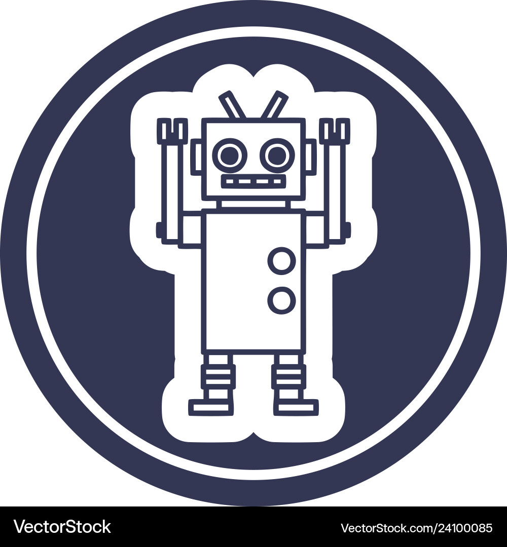 Dancing robot circular icon vector image