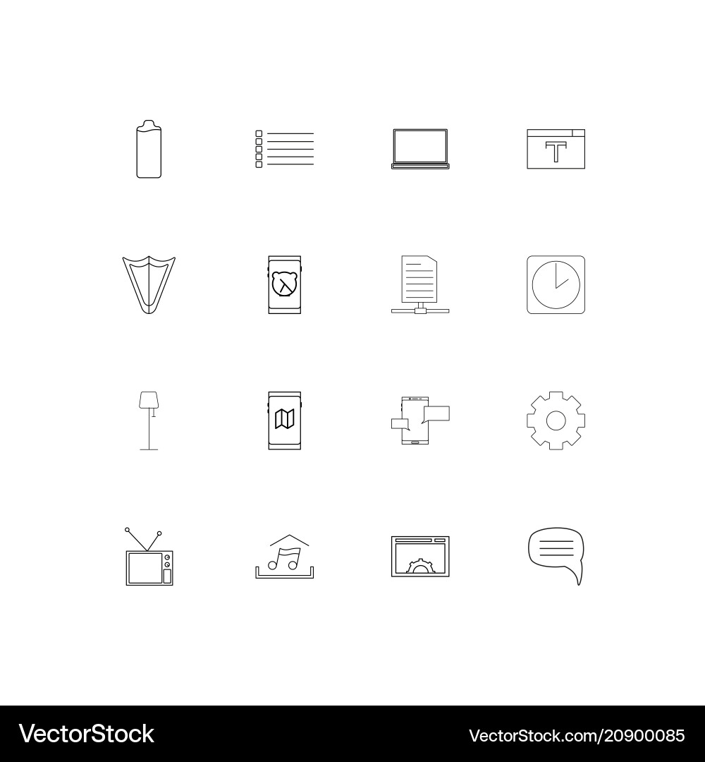 Devices linear thin icons set outlined simple vector image