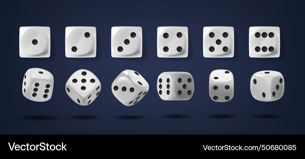 Dice cubes set small six-sided objects with dots Vector Image