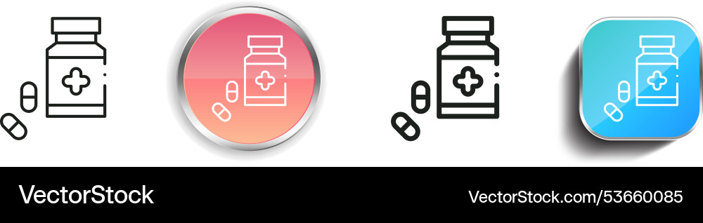 Drug icon thin linear regular and button style Drug icon thin linear regular and button style vector image