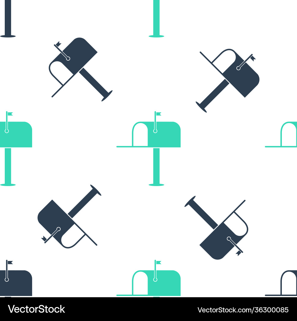 Green open mail box icon isolated seamless pattern Green open mail box icon isolated seamless pattern vector image