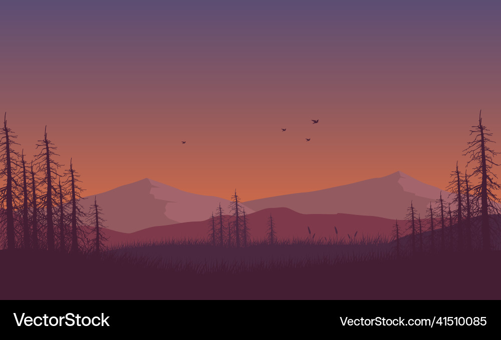 Großer Bergblick vom Waldrand Großer Bergblick vom Waldrand vektorbild