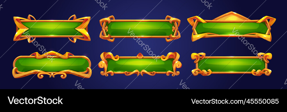 Medieval green buttons ui game menu elements Medieval green buttons ui game menu elements vector image