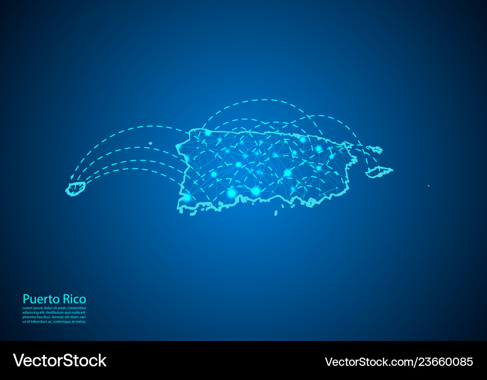 Puerto rico map with nodes linked by lines Puerto rico map with nodes linked by lines vector image