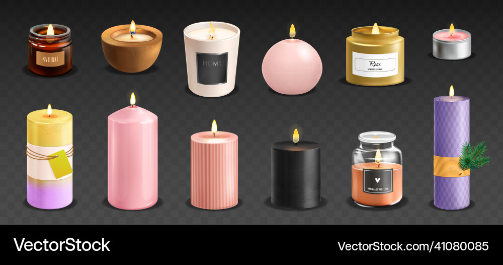 Scented candles set Royalty Free Vector Image - VectorStock