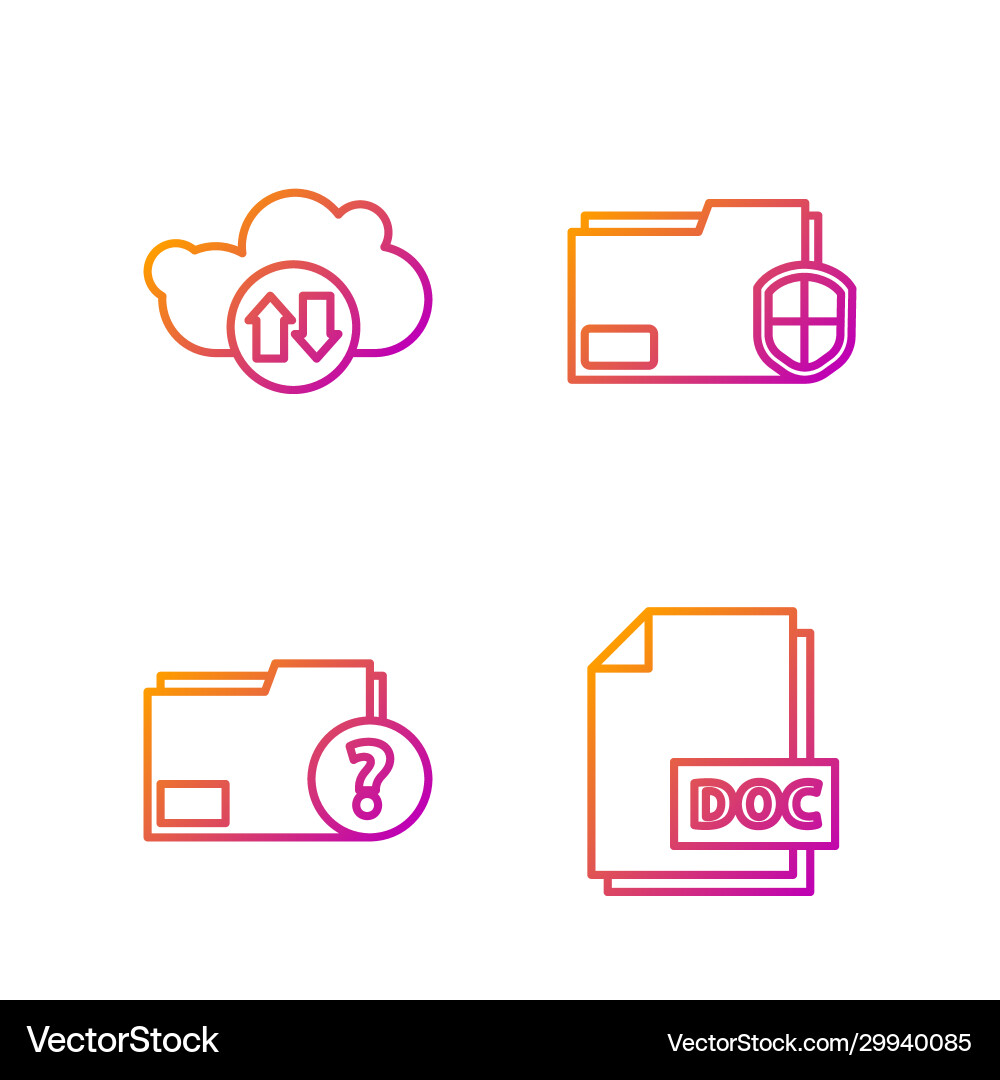 Set line doc file document unknown Set line doc file document unknown vector image