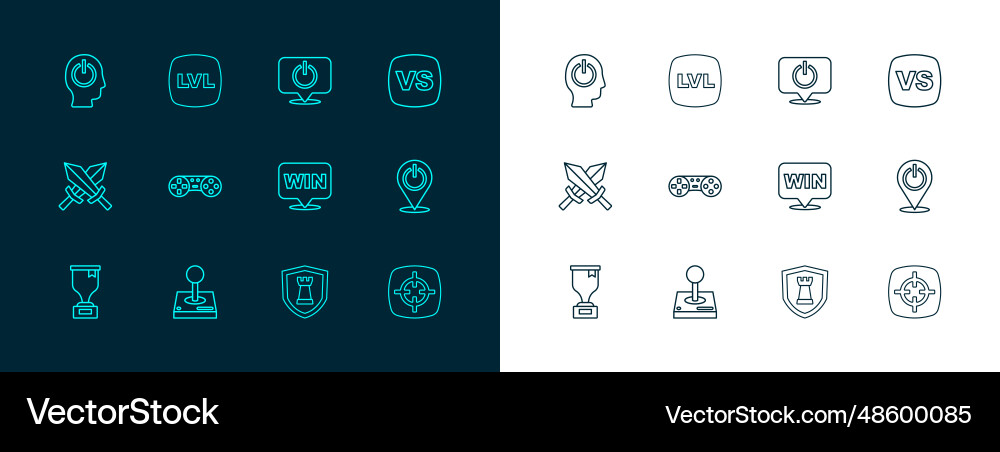 Set line vs versus battle joystick for arcade Set line vs versus battle joystick for arcade vector image