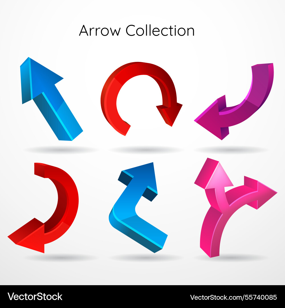 Set of arrows to mark in realistic style Vector Image