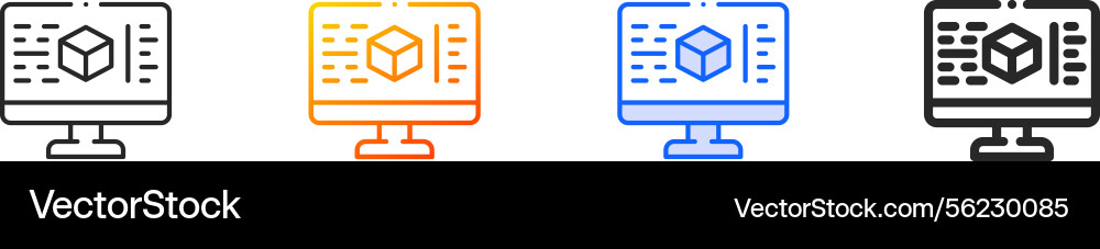 Simulation iconthin linear gradient blue stroke Vector Image
