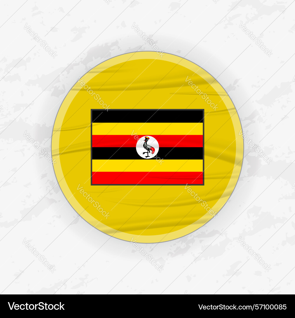 Ugandan flag in a circular emblem design abstract Vector Image