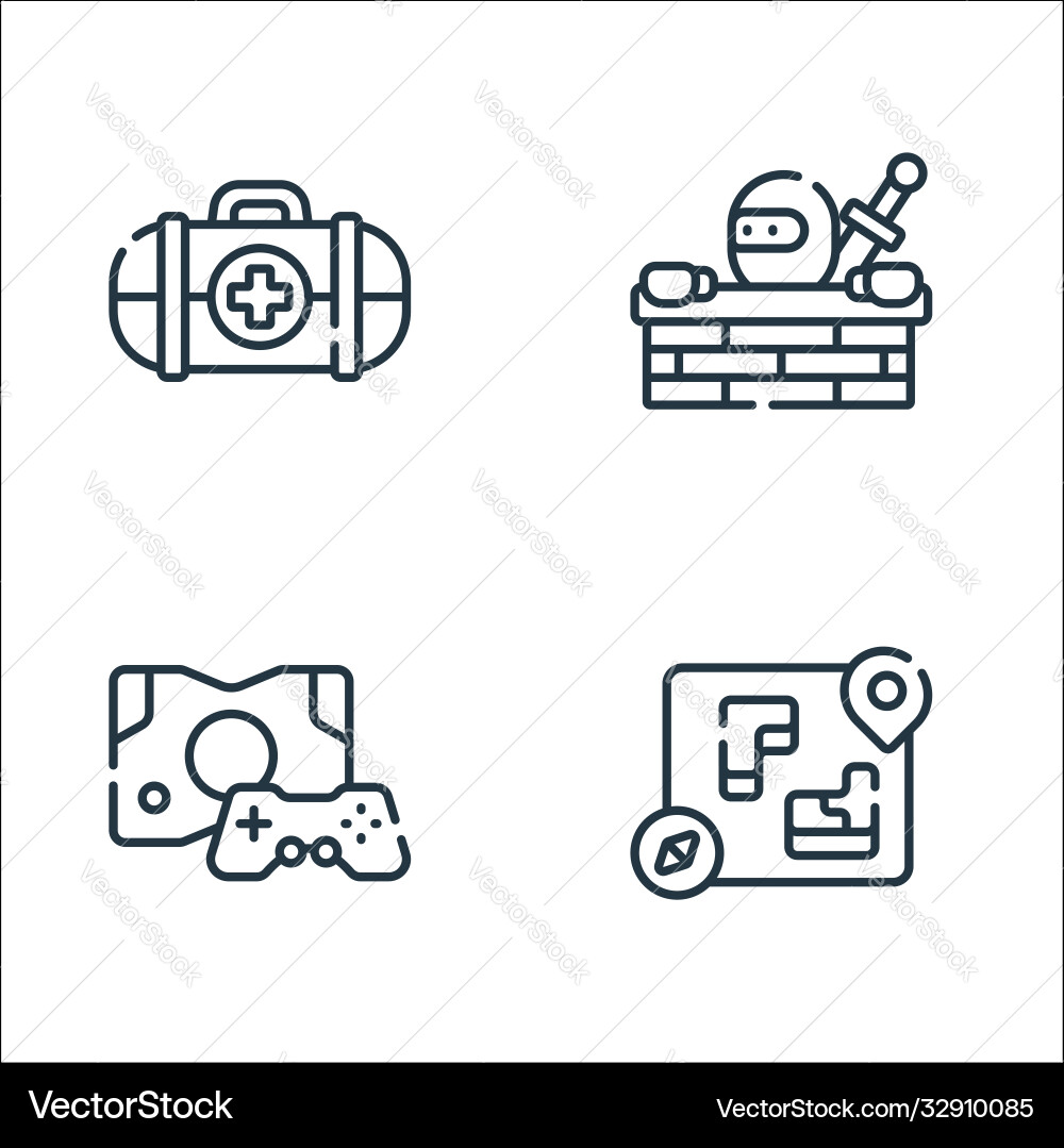Videogame line icons linear set quality Videogame line icons linear set quality vector image