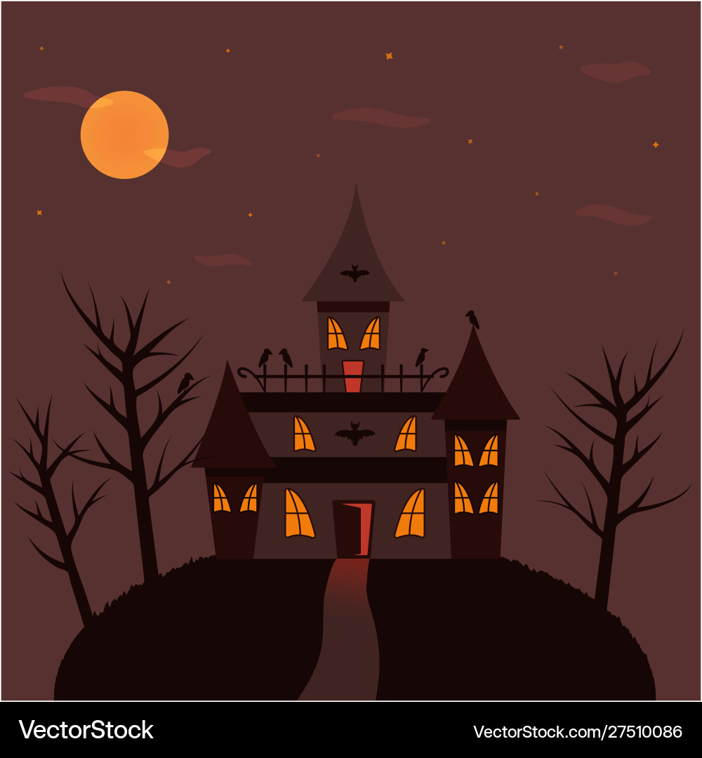Castle monsters black crows bats happy Castle monsters black crows bats happy vector image
