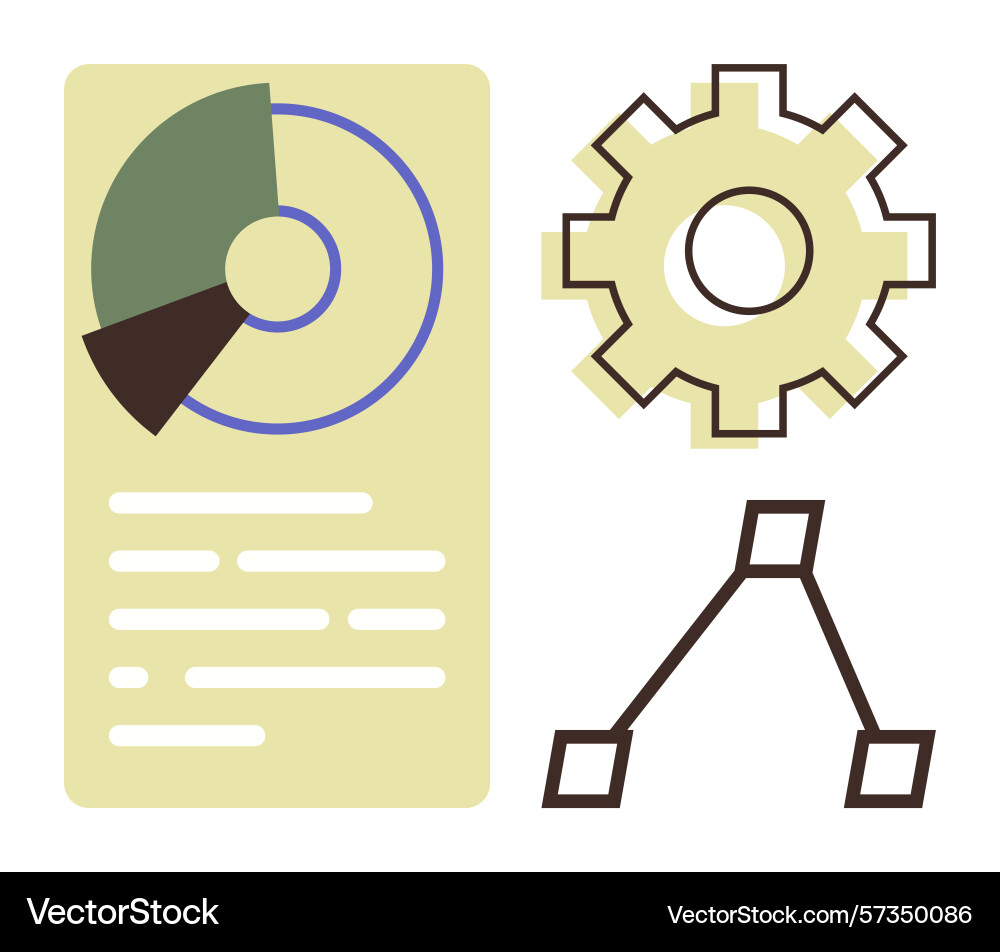 Data analysis concept with pie chart gear Vector Image