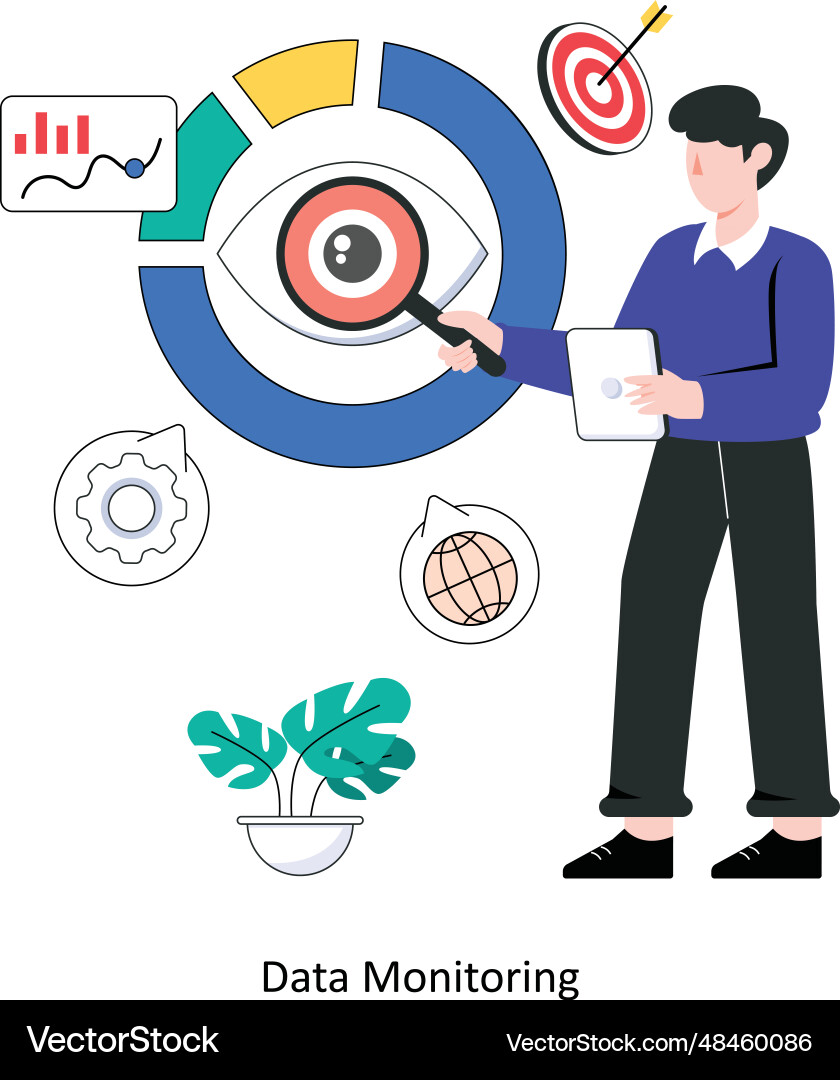 Data monitoring flat style design Vector Image