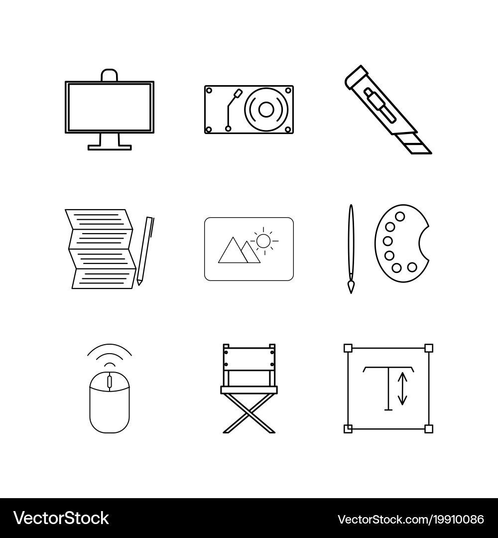 Design elements linear icon set simple outline Vector Image