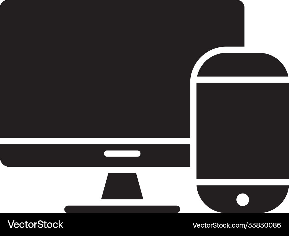 Desktop computer monitor with smartphone Vector Image
