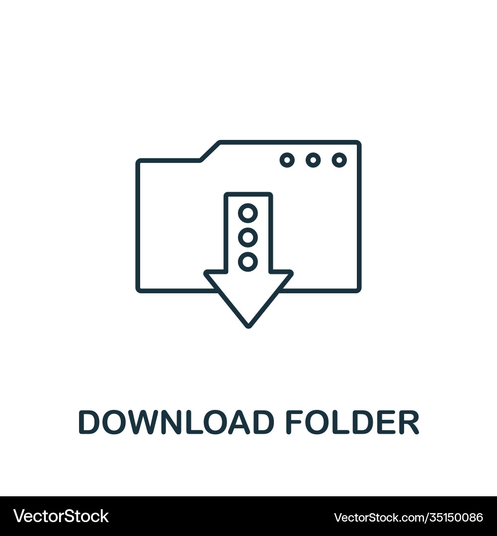 Download folder icon line style element from data vector image