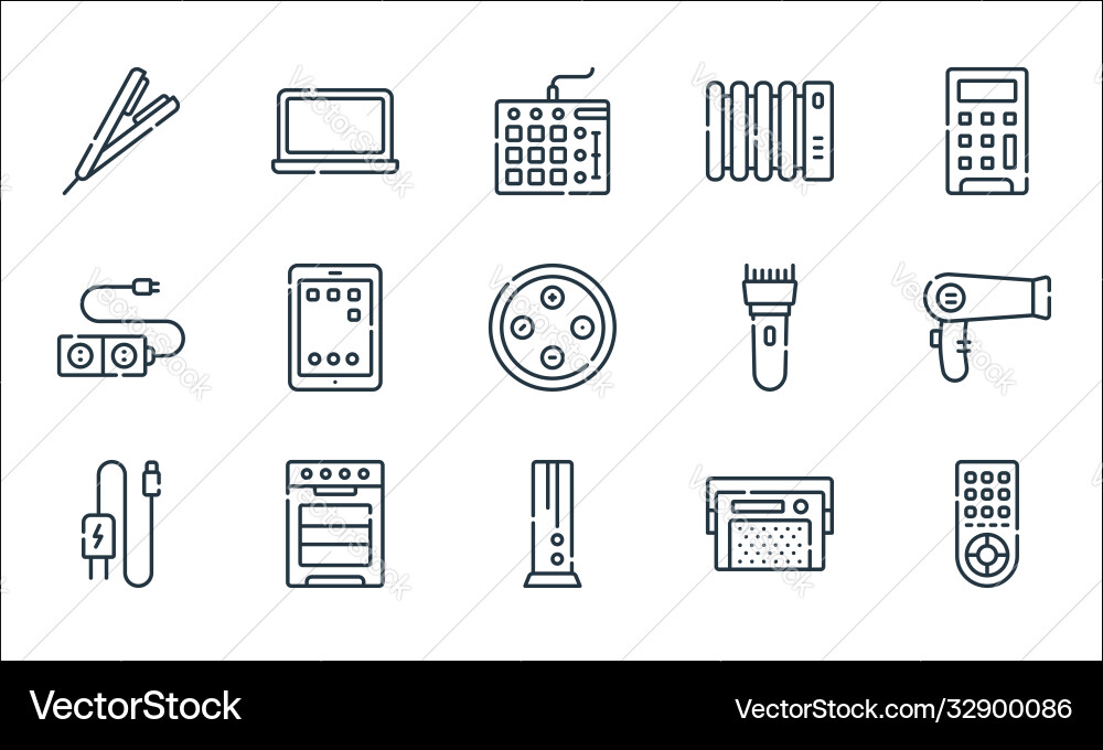 Electronics line icons linear set quality Electronics line icons linear set quality vector image