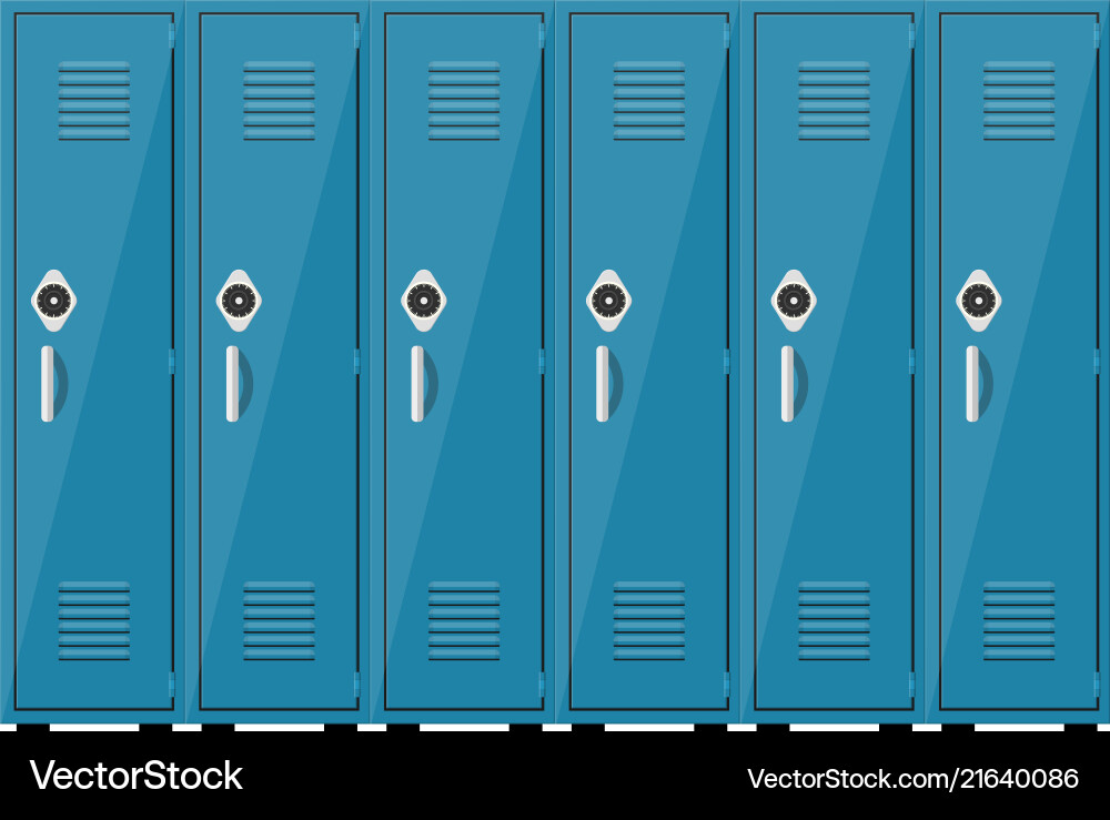 Empty blue school lockers