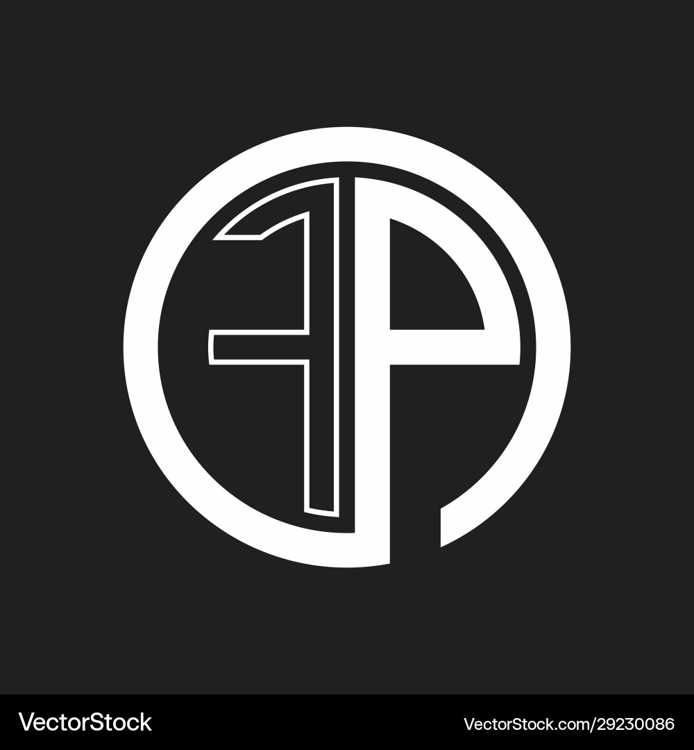 Fp logo with circle rounded negative space design vector image