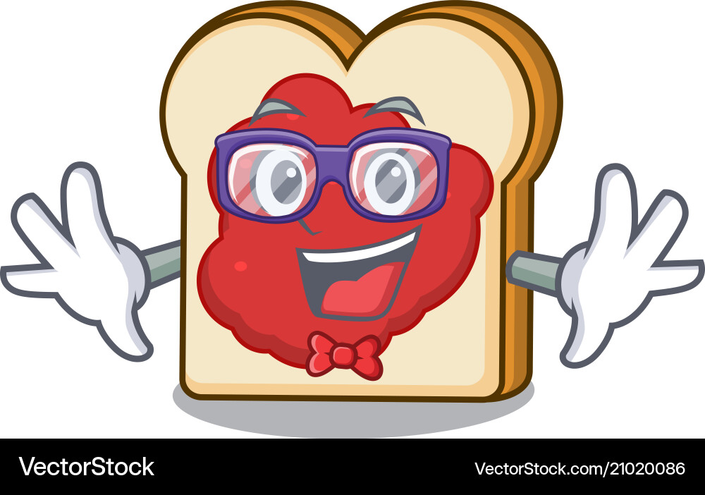 Geek bread with jam character cartoon vector image
