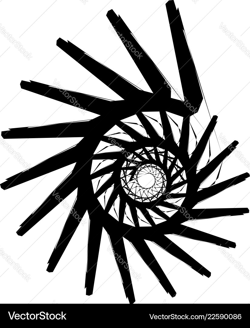 Geometric circular spiral abstract angular edgy Geometric circular spiral abstract angular edgy vector image
