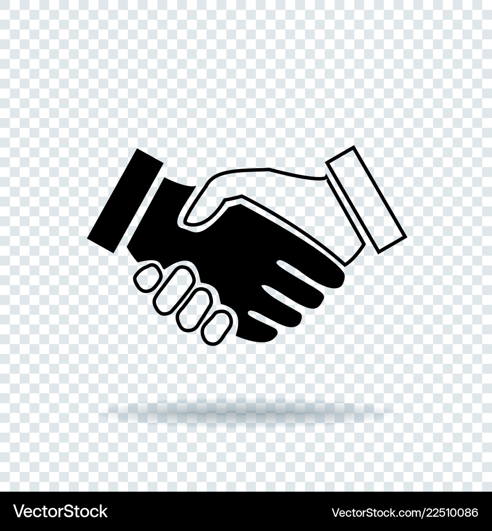 Handshake icon with shadow on transparent Handshake icon with shadow on transparent vector image