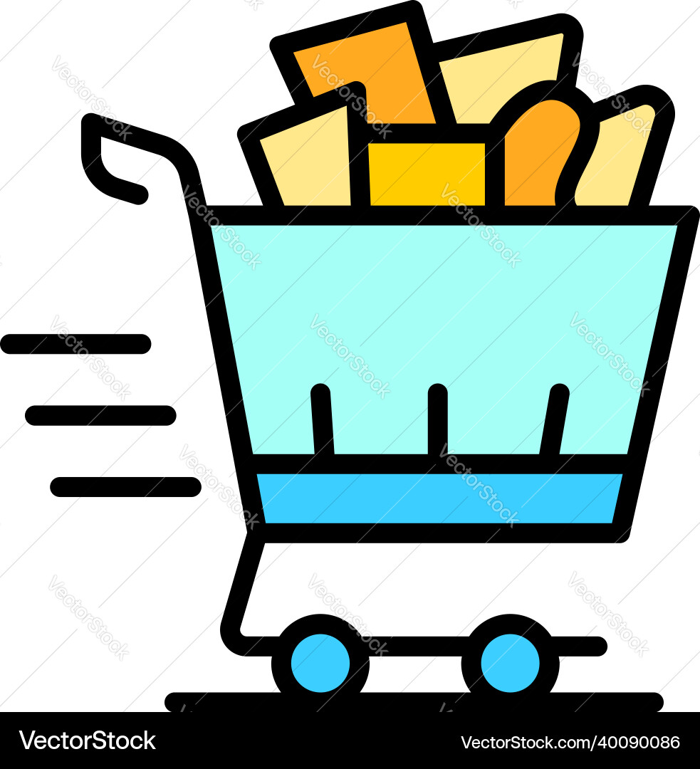 Home delivery shop cart icon color outline Vector Image
