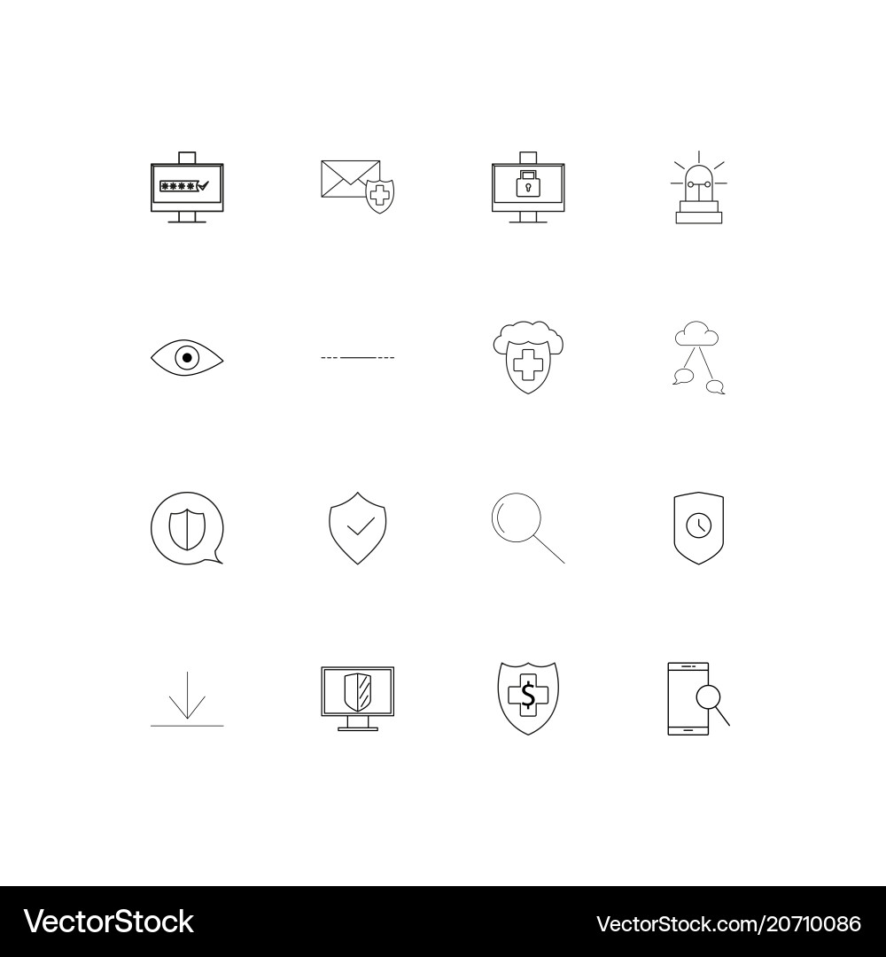 Internet security simple linear icons set vector image
