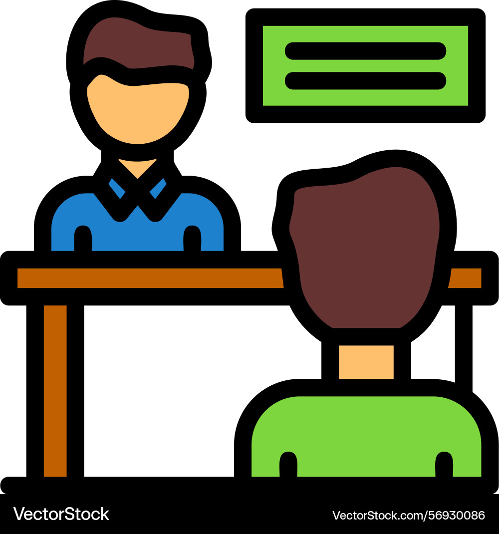 Interviewer and interviewee line filled style vector image