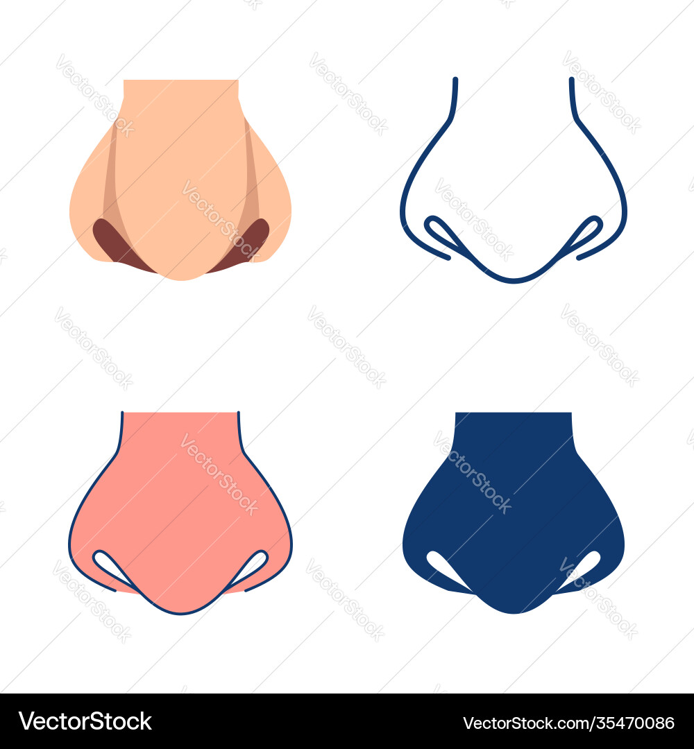 Nose icon set in flat and line style Nose icon set in flat and line style vector image