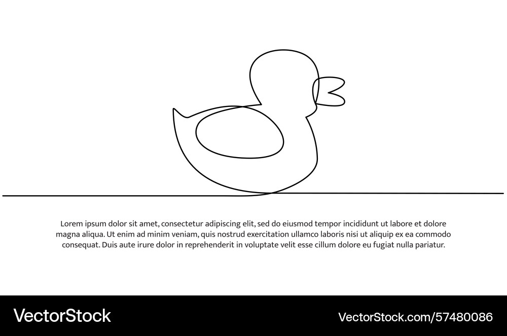 One line of duck toy abstract minimal continuous Vector Image