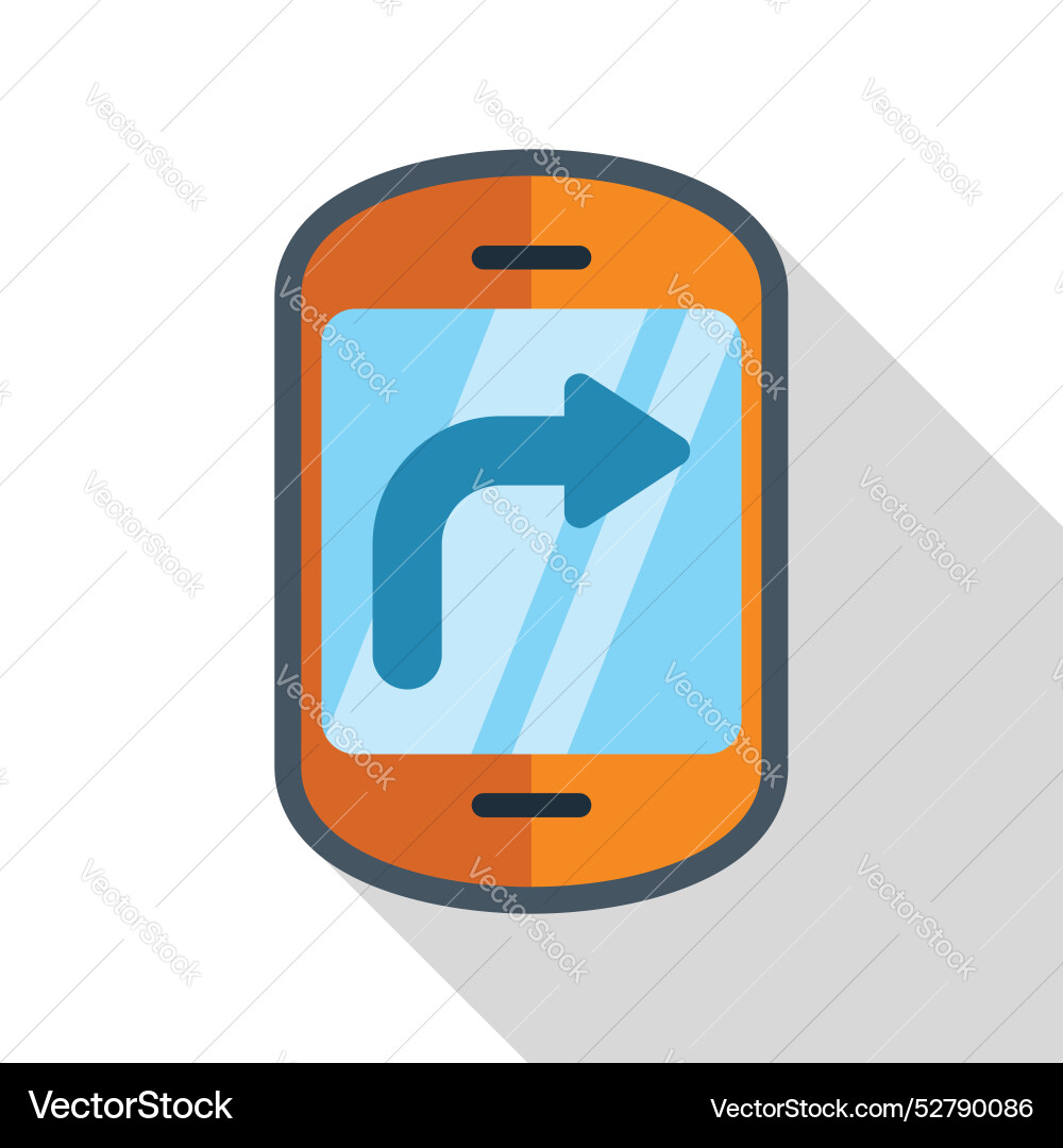 Orange smartphone showing gps navigation app Orange smartphone showing gps navigation app vector image