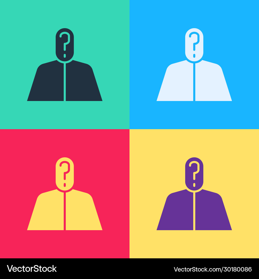 Pop art anonymous man with question mark icon Pop art anonymous man with question mark icon vector image