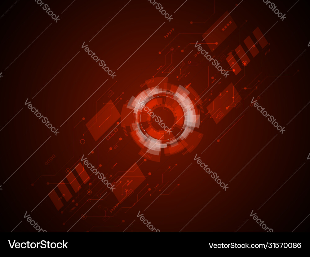 Red Technology Circuits - Abstract Digital Backgro vector image