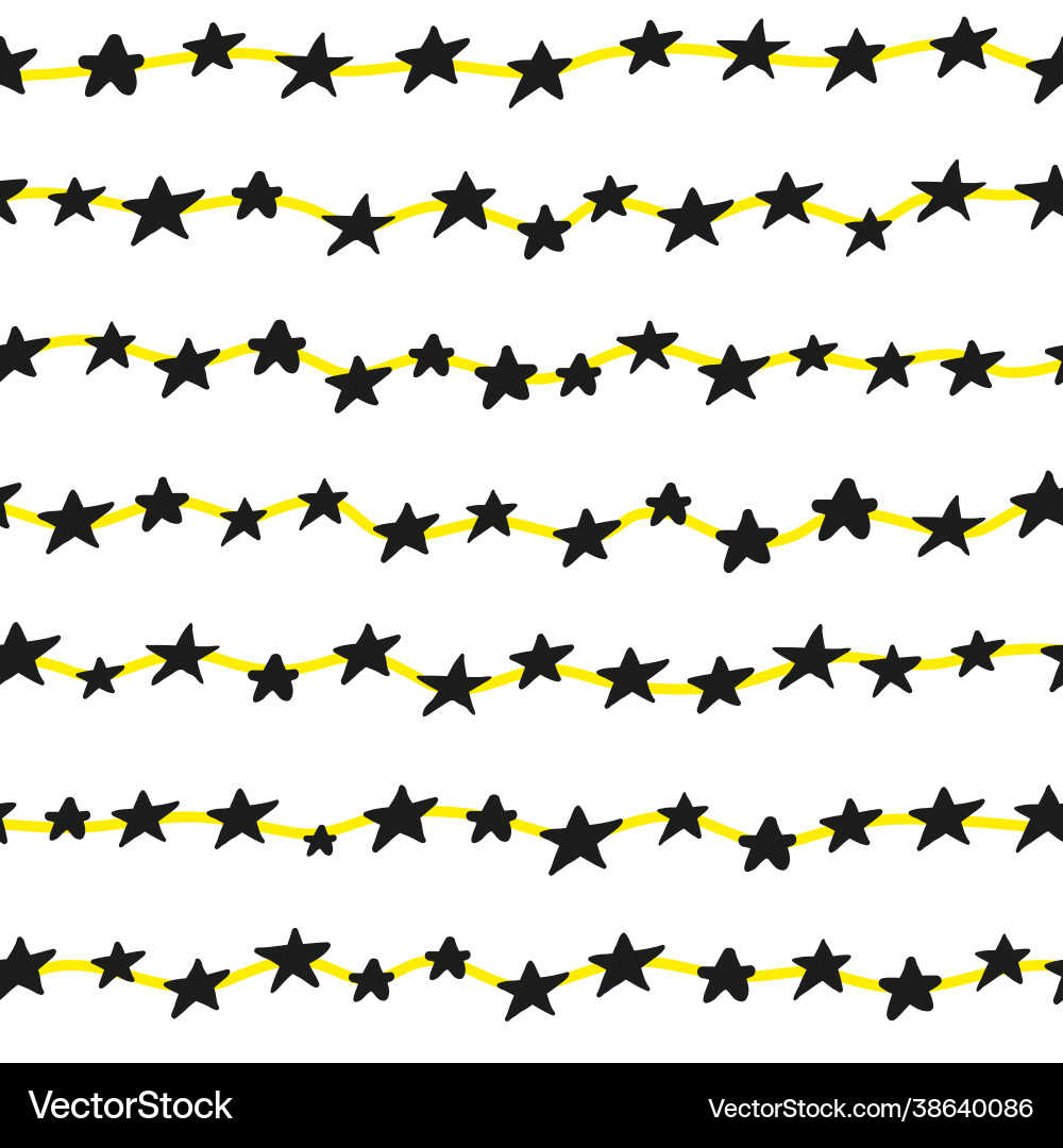 Seamless pattern with stars on lines vector image