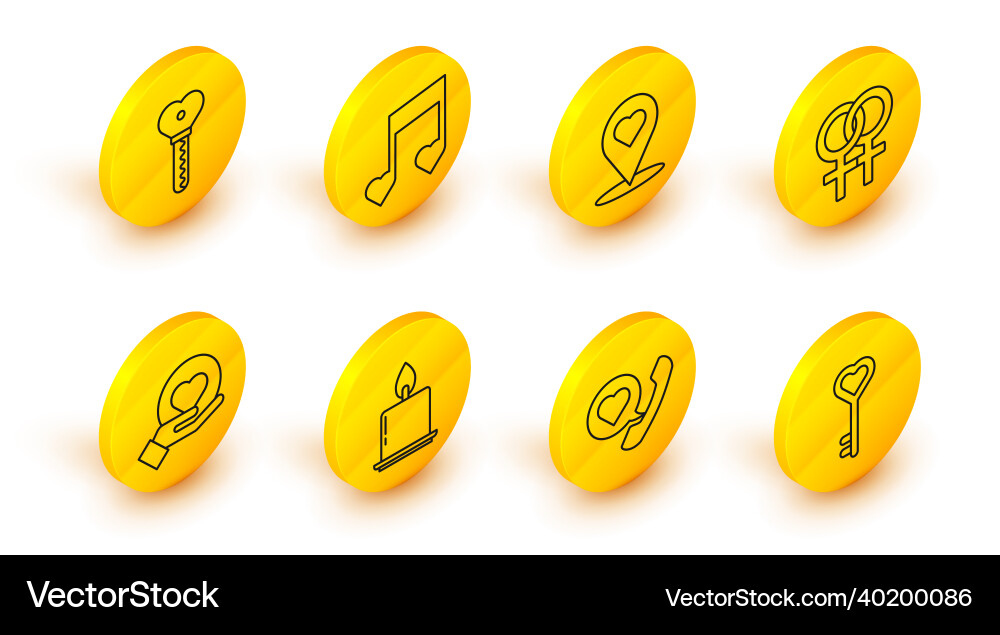 Set line key in heart shape telephone with speech Set line key in heart shape telephone with speech vector image