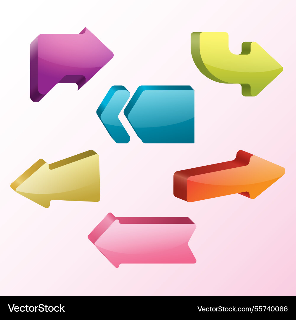Set of arrows to mark in realistic style vector image
