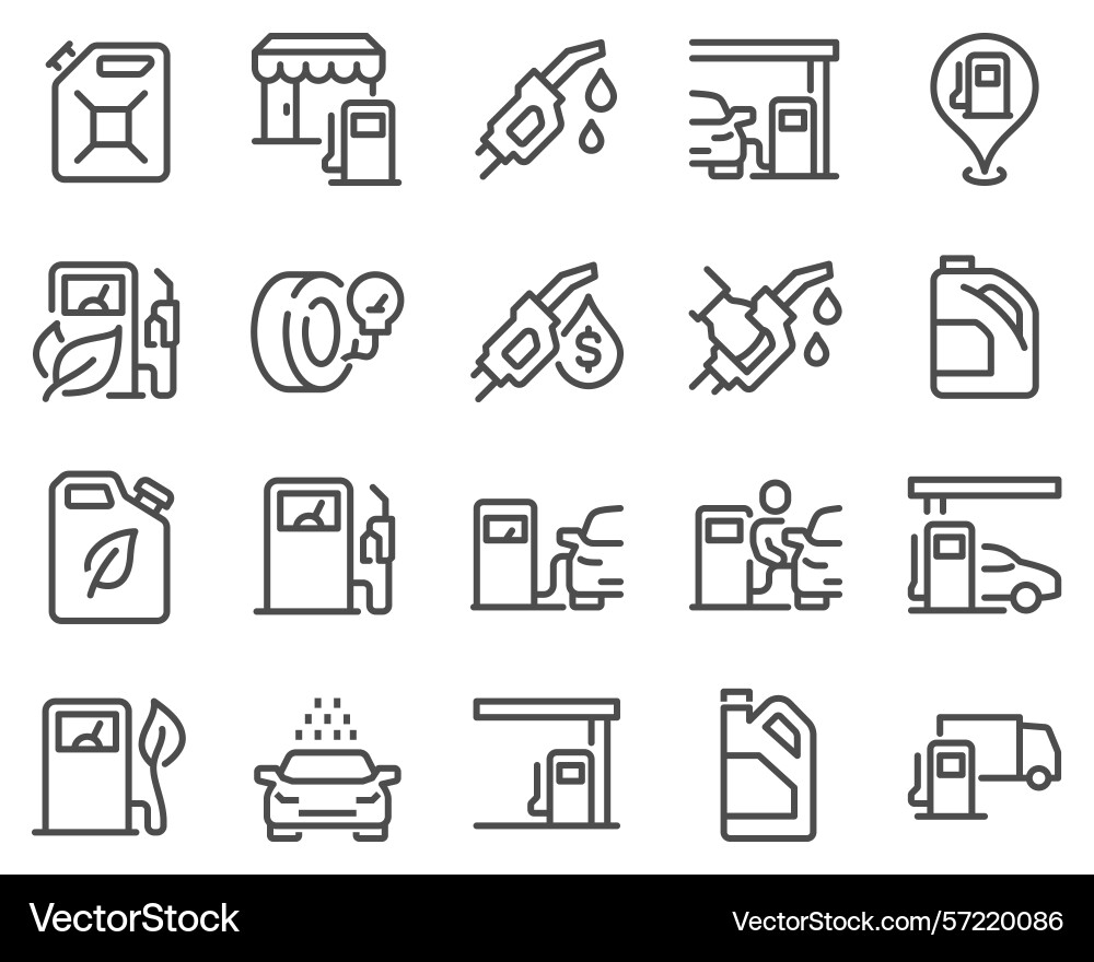 Simple set of gas station related line icons Vector Image
