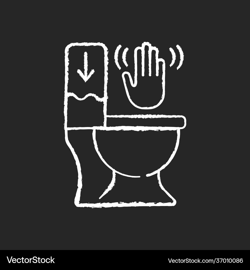 Touchless Toilette Flush Kreide weiß Ikone auf schwarz Touchless Toilette Flush Kreide weiß Ikone auf schwarz Vektorbild